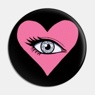 Glitter Eye In Pink Love Heart Pin