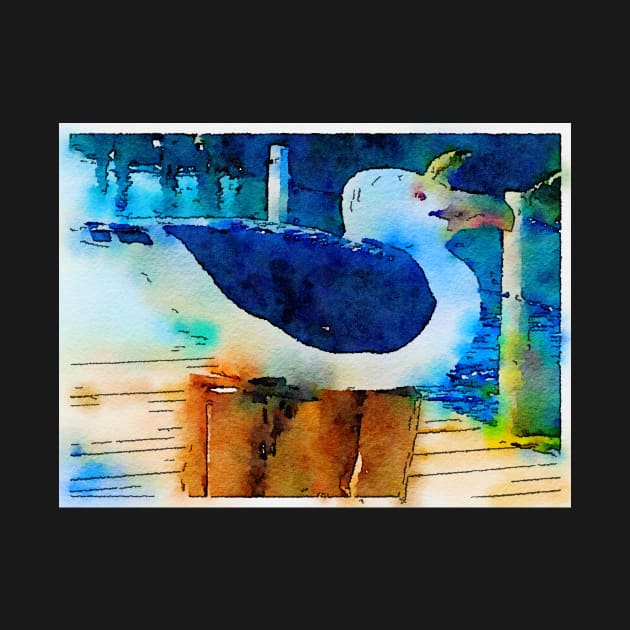 Cute seagull carving watercolor by Dillyzip1202