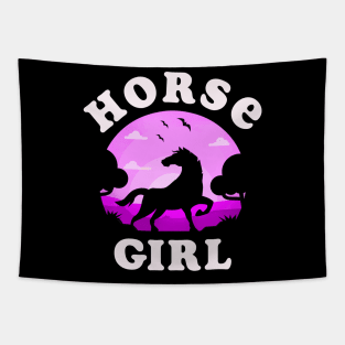 Horses Girl I Like My Horse Pink Vintage Sunset Theme Tapestry