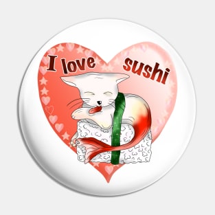 cat sushi cute I love sushi heart Pin