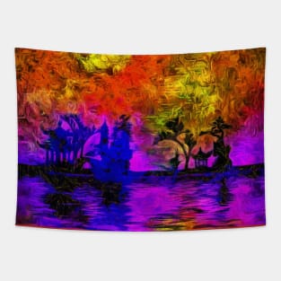 Asian architecture silhouette Tapestry