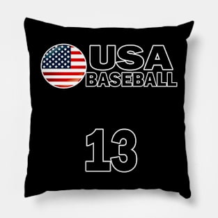 USA Baseball Number 13 T-shirt Design Pillow