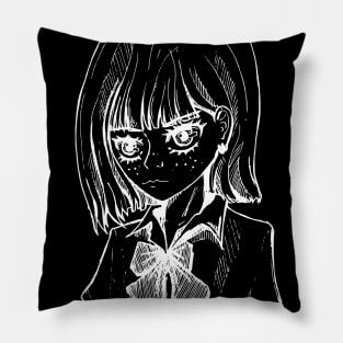 Portrait line art student girl Pillow