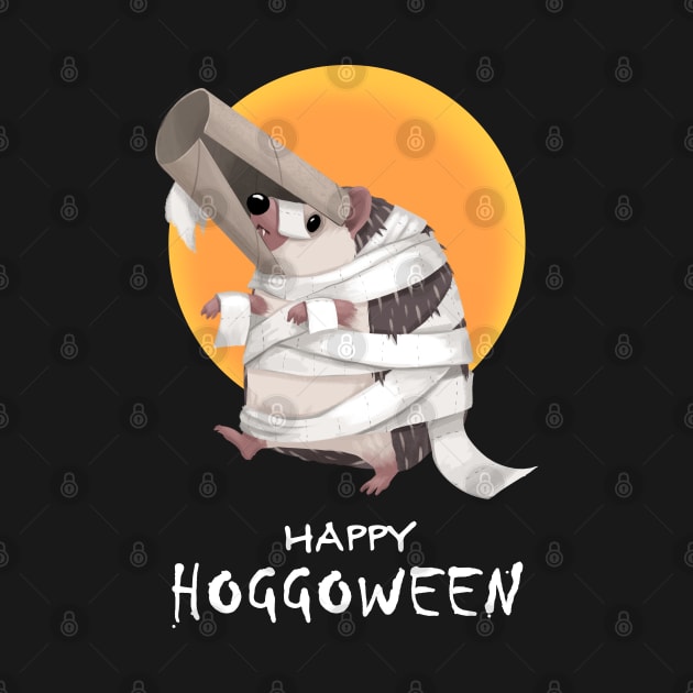 Happy Hoggoween Halloween Hedgehog Mummy by PamelooArt