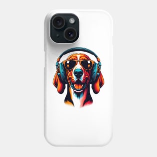 Smiling Redbone Coonhound DJ in Japanese Art Fusion Phone Case