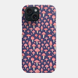 Amanita Mushrooms Red on Blue Phone Case