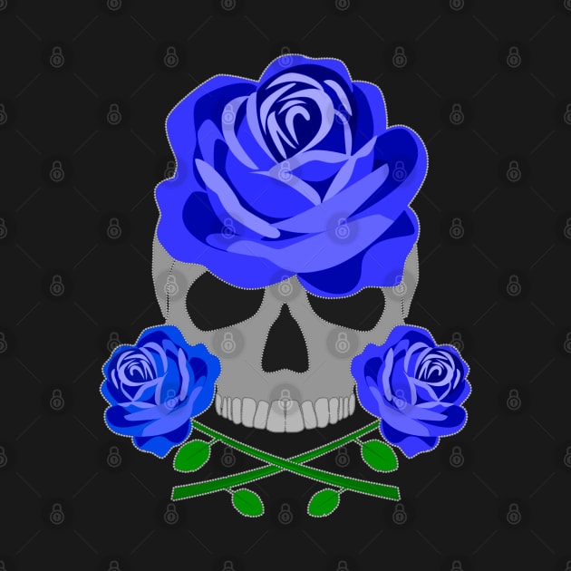 Blue Rose Skull by Nuletto