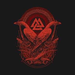 Viking Odin Raven Valknut Norse Mythology T-Shirt