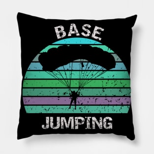 Base Jumping - vintage sunset design Pillow