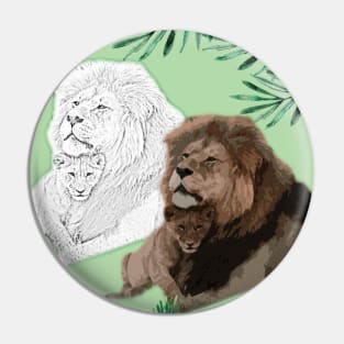 Father Lion and Baby Lion of the Jungle. Pin