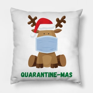 Quarantine-Mas Reindeer Christmas in Quarantine Reindeer Wearing a Mask During Quarantine Social Distancing Pillow