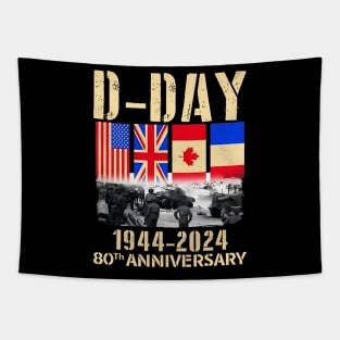 D-Day 2024, Normandy Landings 80th Anniversary 1944-2024 UK Flag Tapestry