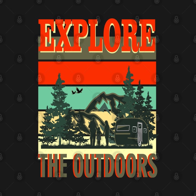 Explore The Outdoors Camping Retro Vintage  Sunset by AdrianaHolmesArt