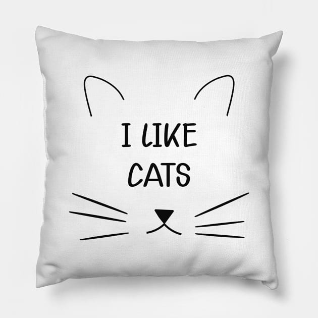 Cat - I like cats Pillow by KC Happy Shop