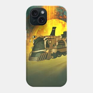 Awesome steampunk train comes through a gate Phone Case