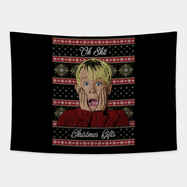 Oh Shit Christmas Gifts Tapestry by Fle