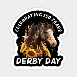 Celebrating 150 Years KY Derby Day Sunflowers Horse Vintage Magnet