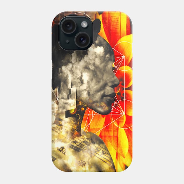 Her Nature Afro Double Exposure Clouds Beautiful Phone Case by Glass Table Designs