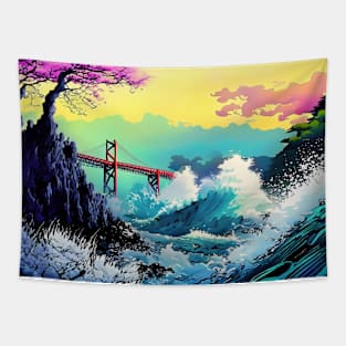 Rising waves and bridge Tapestry