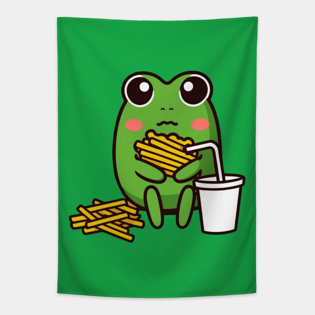 Kawaii Frog Fries Tapestry by UnrealArtDude