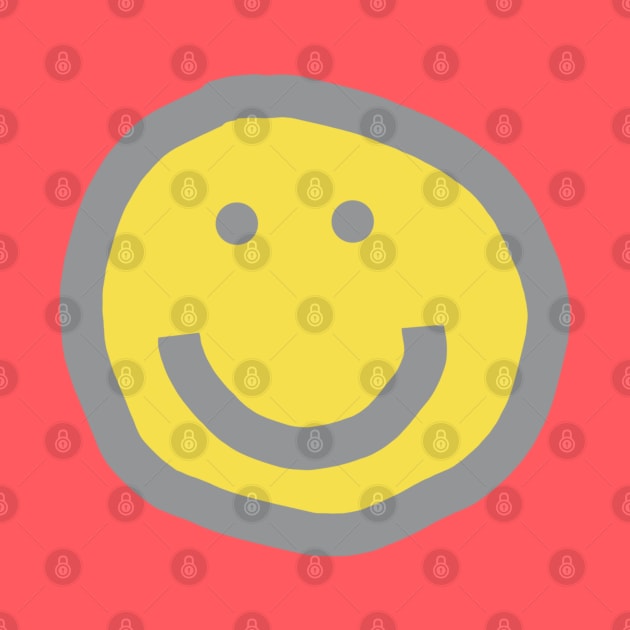 Illuminating Yellow Round Happy Face with Smile by ellenhenryart