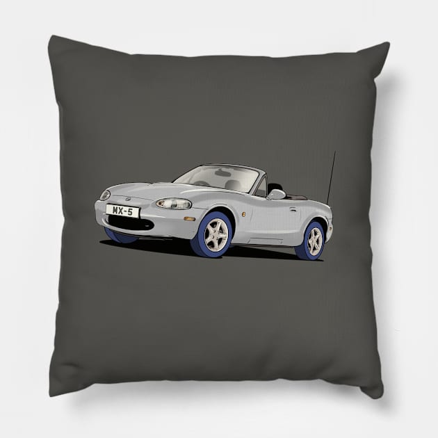 Silver Mazda MX-5 Mk. 2 Pillow by Webazoot