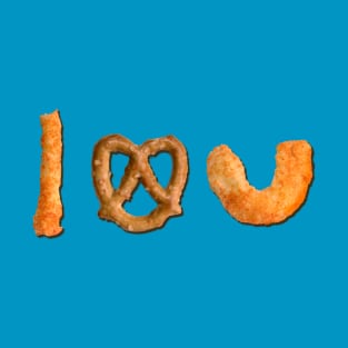 I Love You Text Cheese Snack and Pretzel T-Shirt