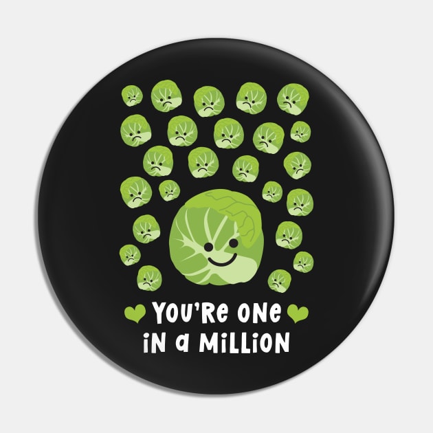 One In A Million Brussels Sprout (White) Pin by VicEllisArt