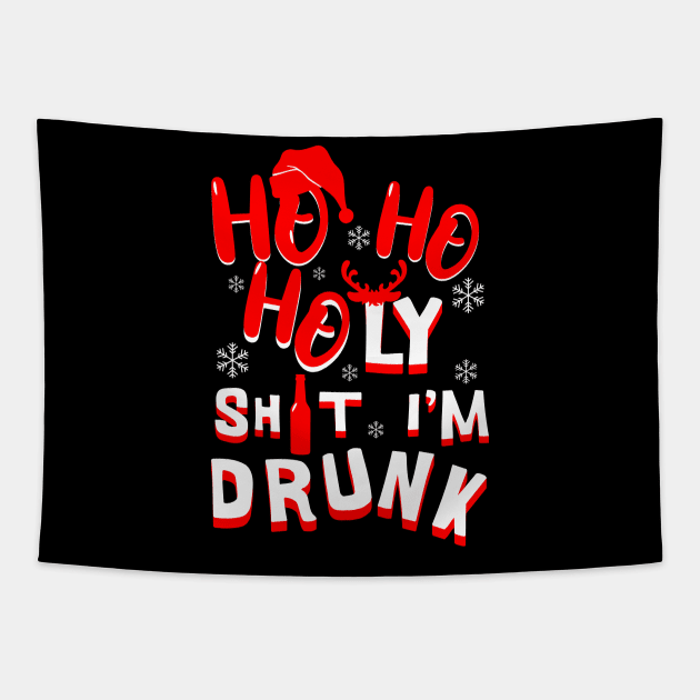 Ho Ho Holy Shit I'm Drunk - funny Christmas Tapestry by Bellinna