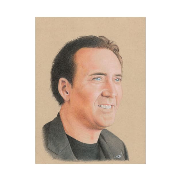 Nicolas Cage Pencil Portrait by Sandra Warmerdam