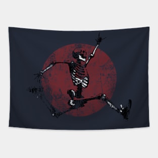 Grunge Jumping Skeleton 'Not Dead Yet' Tapestry