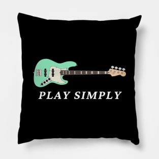 Play Simply Bass Guitar Surf Green Color Pillow