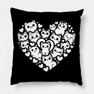 Cats Valentines Heart Pillow