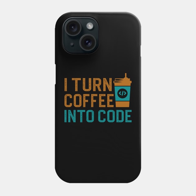 I turn coffee into code Phone Case by DragonTees