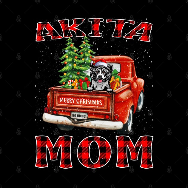 Christmas Akita Mom Santa Hat Truck Tree Plaid Dog Mom Christmas by intelus