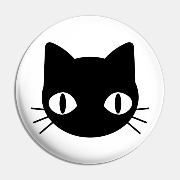 Cute & Freaky Black Cat Face Pin by tanyadraws