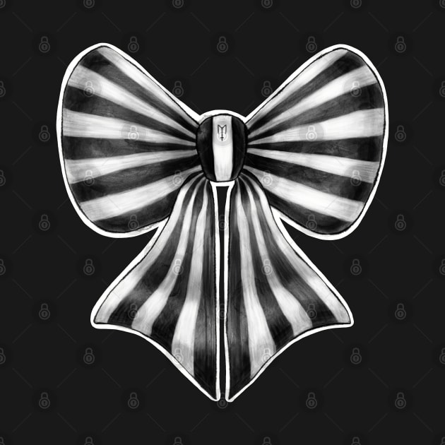 Black and White Striped Bow by Metal Tea