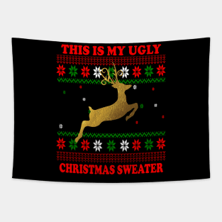 GOLDEN Deer Ugly sweater Tapestry