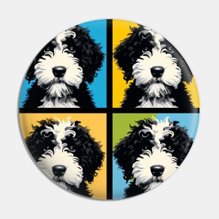 Pop Retro Portuguese Water Dog Art Painting - Cute Puppy Pin