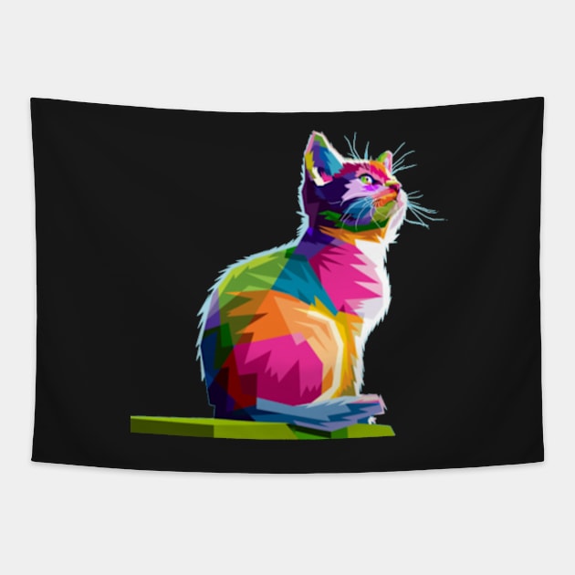 Cat t-shirt design multicolor Gift T-Shirt Tapestry by kedesign1