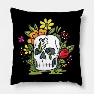 Skull with flower Pillow