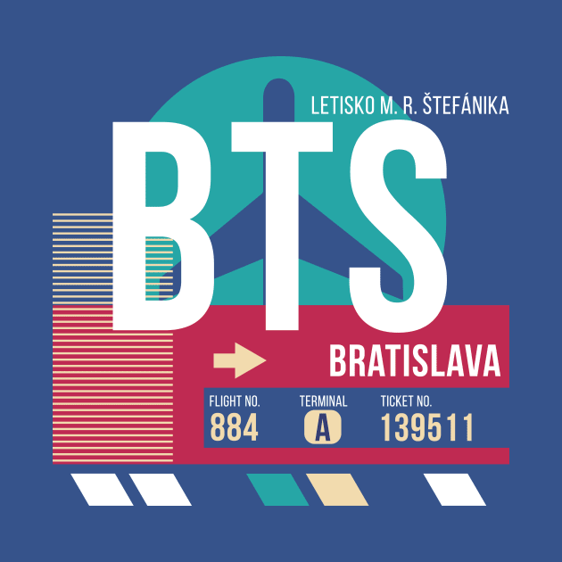 Bratislava, Slovakia (BTS) Airport Code Baggage Tag by SLAG_Creative