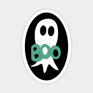 Cute Halloween ghost cartoon with BOO text Magnet