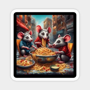 funny opossums eating pasta Magnet