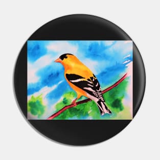 Watercolor Goldfinch Perching Pin