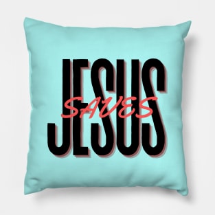 Jesus Saves - Christian Typography Pillow