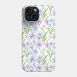 Watercolor pattern with violet flowers Phone Case