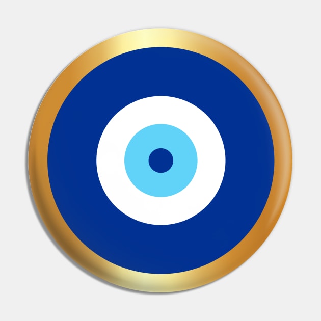 Evil Eye Blue & Golden Pin by Ahlam Artist