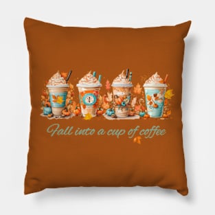 Fall decorated creamy coffees Pillow