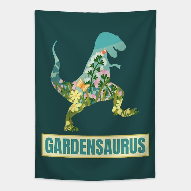 Funny Gardening Dinosaur Tapestry by sqwear